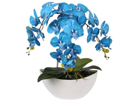 sarcia.eu Umělá orchidejová orchidej v květináči, modrá, realistická, 3 výhonky 53 cm