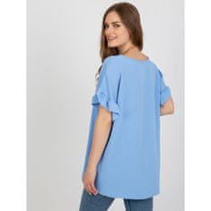 ITALY MODA Dámská halenka oversize s volánky JOSHA světle modrá DHJ-BZ-8336.04_398968 Univerzální