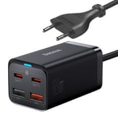 shumee GaN3 Pro rychlá nabíječka 2x USB-C / 2x USB 65W PD QC + USB-C kabel 1m černý