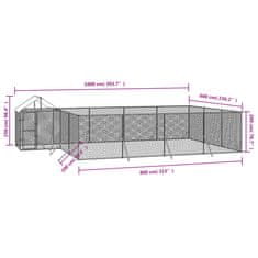 Vidaxl Venkovní psí kotec se střechou stříbrný 10 x 6 x 2,5 m ocel