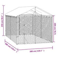 Vidaxl Venkovní psí kotec se střechou stříbrný 3 x 3 x 2,5 m ocel