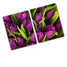 Wallmuralia Deska na krájení tvrzená Fialové tulipány 2x40x52 cm