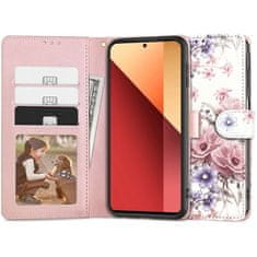 Tech-protect Wallet knížkové pouzdro na Xiaomi Redmi Note 13 Pro 4G, blossom flower