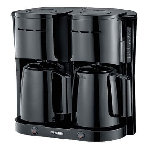 Severin Kávovar+čajovar , KA 9315, 2 x 8 šálků kávy, 2 termokonvice, 2 výkyvné filtry 1x4, 2 samostatné systémy ohřevu, 2 x 1000 W