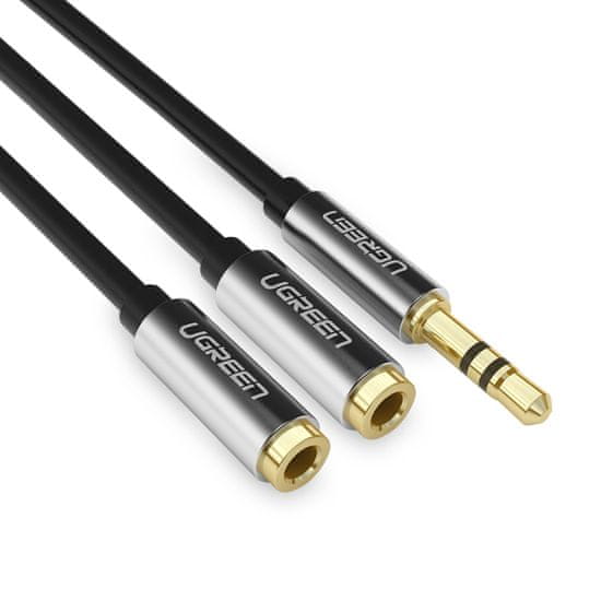 shumee Audio rozbočovací kabel minijack 3,5 mm - 2x minijack 3,5 mm 21 cm černý