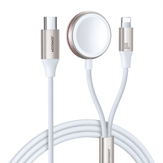 shumee 2v1 Lightning kabel pro iPhone a indukční nabíječka pro Apple Watch USB-C 1,5m bílá