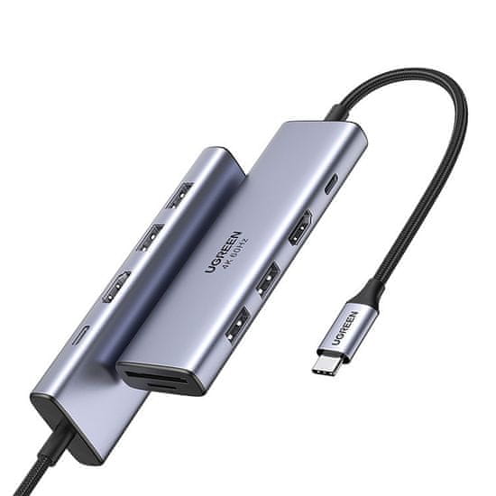 shumee 6v1 multifunkční USB-C HUB - 2x USB HDMI 4K čtečka SD a TF karet USB-C PD 100W šedá