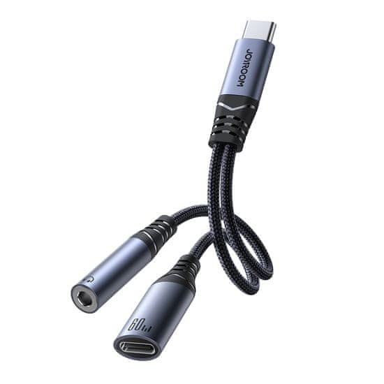 shumee Adaptér 2v1 nabíječka + sluchátka USB-C na USB-C / mini jack 3,5 mm černý