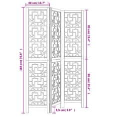 Vidaxl Paraván 3dílný hnědý masivní dřevo pavlovnie