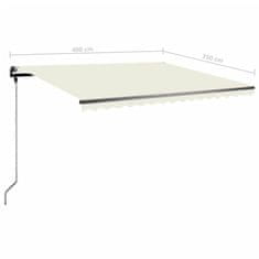 Vidaxl Ručně zatahovací markýza s LED světlem 400 x 350 cm krémová