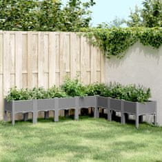 shumee Zahradní truhlík s treláží světle šedý 200 x 160 x 42 cm PP