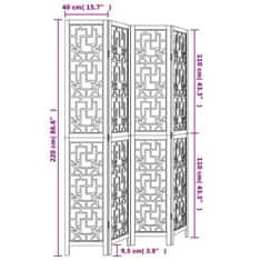 Vidaxl Paraván 4dílný hnědý masivní dřevo pavlovnie