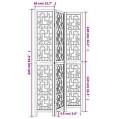 Vidaxl Paraván 3dílný hnědý masivní dřevo pavlovnie
