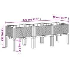 Vidaxl Zahradní truhlík s nohami šedý 120 x 40 x 42 cm PP