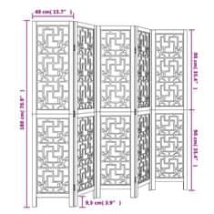 Vidaxl Paraván 5dílný hnědý masivní dřevo pavlovnie