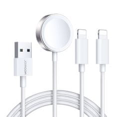 shumee 3v1 kabel USB-A kabel s indukční nabíječkou + 2x iPhone Lightning 1,2m bílý