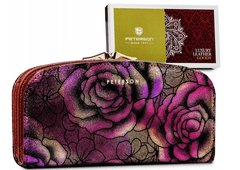 Peterson Velká, prostorná peněženka z přírodní kůže s květinovým vzorem