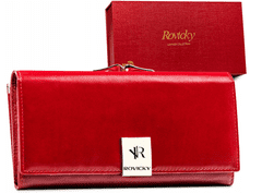 shumee Klasická, kožená dámská peněženka s RFID systémem zavírání na patentku - Rovicky