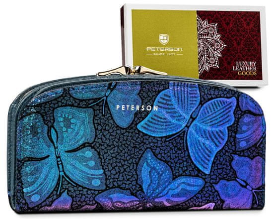 Peterson Dámská kožená peněženka zdobená holografickými motýlky