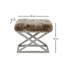 Atelier Del Sofa Taburet Capraz Plush - Silver, Brown, Stříbrná, Hnědá