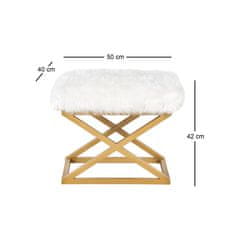 Atelier Del Sofa Taburet Capraz Plush - Gold, White, Zlatá, Bílá