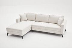 Atelier Del Sofa Rohová sedací souprava Berlin Left - Cream, Black, Krémová, Černá