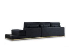 Atelier Del Sofa 4-místná pohovka Line With Side Table - Black, Černá, Zlatá