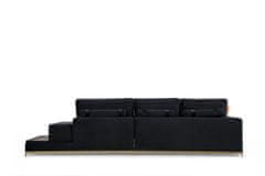 Atelier Del Sofa 4-místná pohovka Line With Side Table - Black, Černá, Zlatá