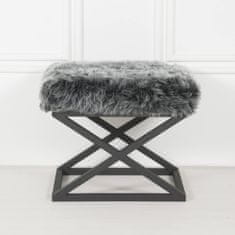 Atelier Del Sofa Taburet Capraz Plush - Black, Grey, Černá, Šedá