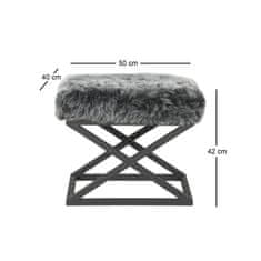 Atelier Del Sofa Taburet Capraz Plush - Black, Grey, Černá, Šedá