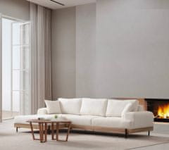 Atelier Del Sofa Rohová sedací souprava Eti Oak Left - White, Bílá