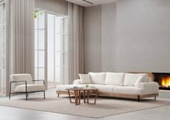 Atelier Del Sofa Rohová sedací souprava Eti Oak Left - White, Bílá