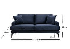 Atelier Del Sofa 2-místná pohovka Papira 2 Seater - Navy Blue, Modrá