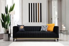 Atelier Del Sofa 3-místná pohovka Bellino - Black, Černá, Zlatá