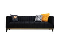 Atelier Del Sofa 3-místná pohovka Bellino - Black, Černá, Zlatá