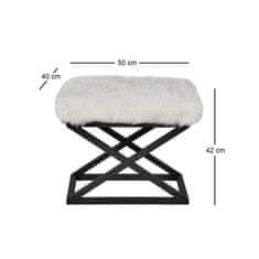 Atelier Del Sofa Taburet Capraz Plush - Black, White, Černá, Bílá