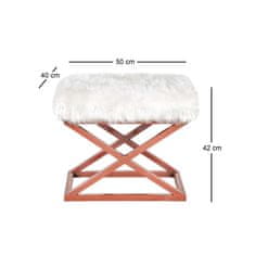 Atelier Del Sofa Taburet Capraz Plush - Copper, White, Měděná, Bílá