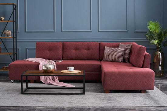 Atelier Del Sofa Rohová sedací souprava Manama Corner Sofa Bed Right - Claret Red, Červená