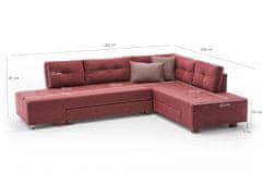 Atelier Del Sofa Rohová sedací souprava Manama Corner Sofa Bed Right - Claret Red, Červená