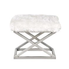 Atelier Del Sofa Taburet Capraz Plush - Silver, White, Stříbrná, Bílá