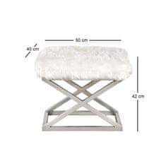 Atelier Del Sofa Taburet Capraz Plush - Silver, White, Stříbrná, Bílá