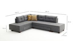 Atelier Del Sofa Rohová sedací souprava Manama Corner Sofa Bed Left - Grey, Šedá