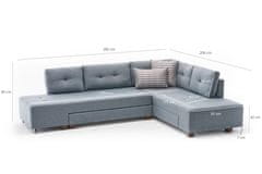 Atelier Del Sofa Rohová sedací souprava Manama Corner Sofa Bed Right - Light Blue, Světlá Modrá