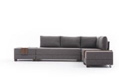 Atelier Del Sofa Rohová sedací souprava Fly Corner Sofa Bed Right- Brown, Hnědá