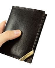 Rovicky Vertikální pánská peněženka se zlatým akcentem, přírodní lícová kůže