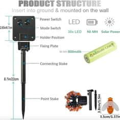 Netscroll Solární lampa se 30 LED světly ve tvaru včel, BeeLights