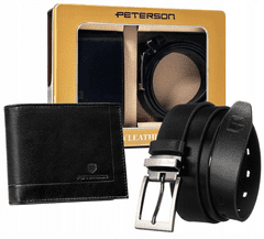 Peterson Dárková sada: pánská kožená peněženka a pásek z přírodní kůže