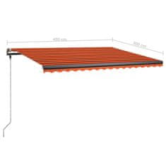 Vidaxl Volně stojící ručně zatahovací markýza 400x300 cm oranžovohnědá