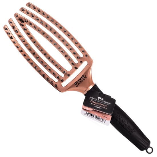 Olivia Garden Kartáč Finger Brush Trinity barva LOVE Rose Gold, perfektně rozčesatelné vlasy bez poškození