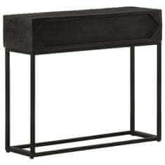 shumee Konzolový stolek černý 90x30x76 cm masivní mangovník a železo